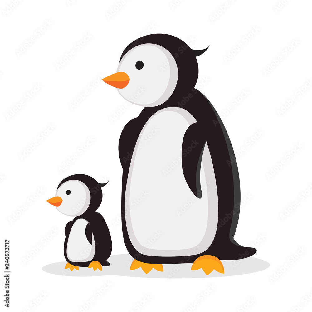 Mother penguin and baby penguin Mother penguin and baby penguin