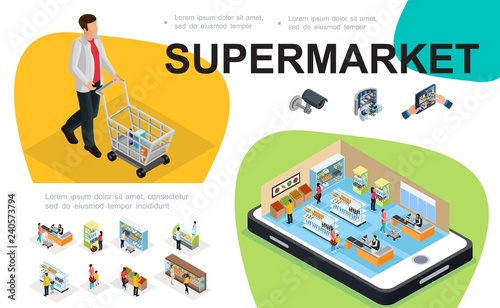 Isometric Supermarket Composition