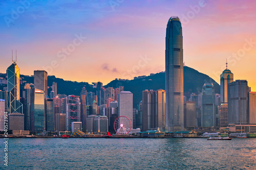 Junk boat in Hong Kong Victoria Harbour