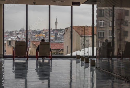 Istanbul, Turkey - located in Galata, the Salt Museum in Istanbul offers several gallery spaces, and an amazing view of the Old Town 