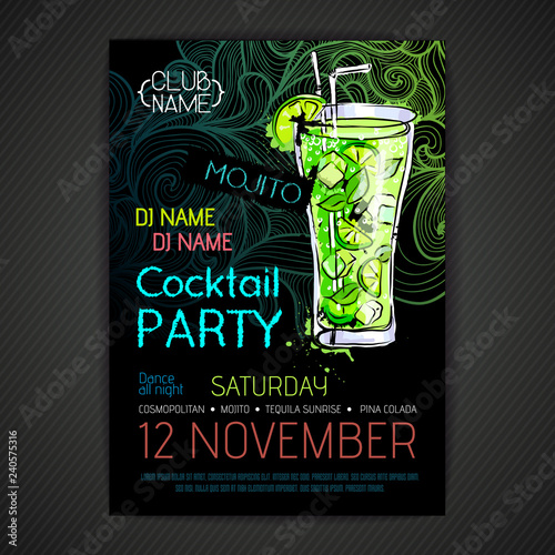 Disco cocktail party poster