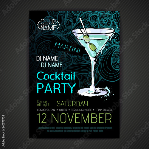 Disco cocktail party poster