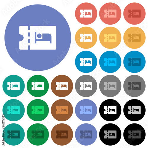 Accommodation discount coupon round flat multi colored icons