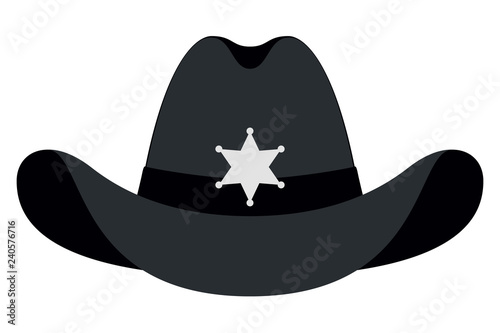 Silhouette Sheriff Hat Icon. Vector Isolated Object. Front View. Symbol of Wild West
