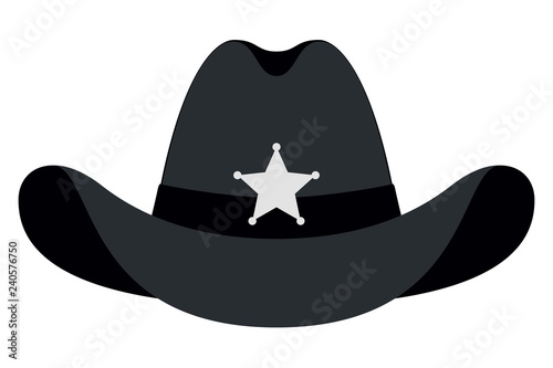 Silhouette Sheriff Hat Icon. Vector Isolated Object. Front View. Symbol of Wild West