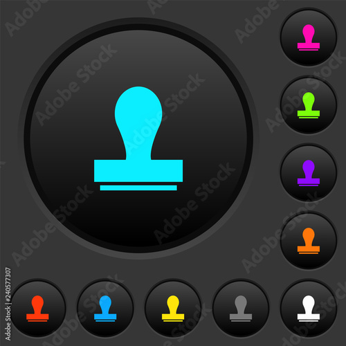 Stamp dark push buttons with color icons