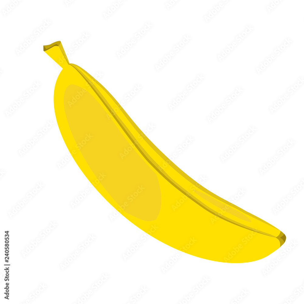 Icon of ripe banana fruit. Ecological concept of a yellow banana. Modern cartoon vector illustration in a simple, flat style isolated on white background. 