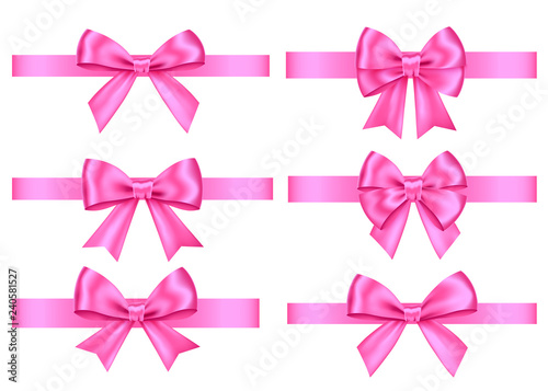 Pink  gift bows set  for  Christmas, Valentine's  day  decoration.