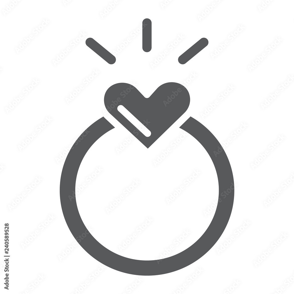 Ring glyph icon, love and jewelry, engagement ring sign, vector graphics, a solid pattern on a white background. Ring glyph icon, love and jewelry, engagement ring sign, vector graphics, a solid pattern on a white background.