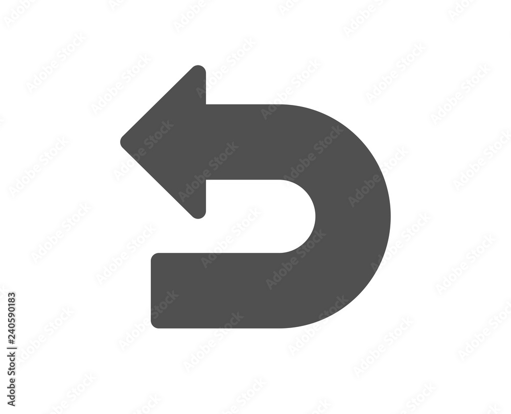 Undo arrow icon. Left turn direction symbol. Navigation pointer sign. Quality design element. Classic style icon. Vector Undo arrow icon. Left turn direction symbol. Navigation pointer sign. Quality design element. Classic style icon. Vector