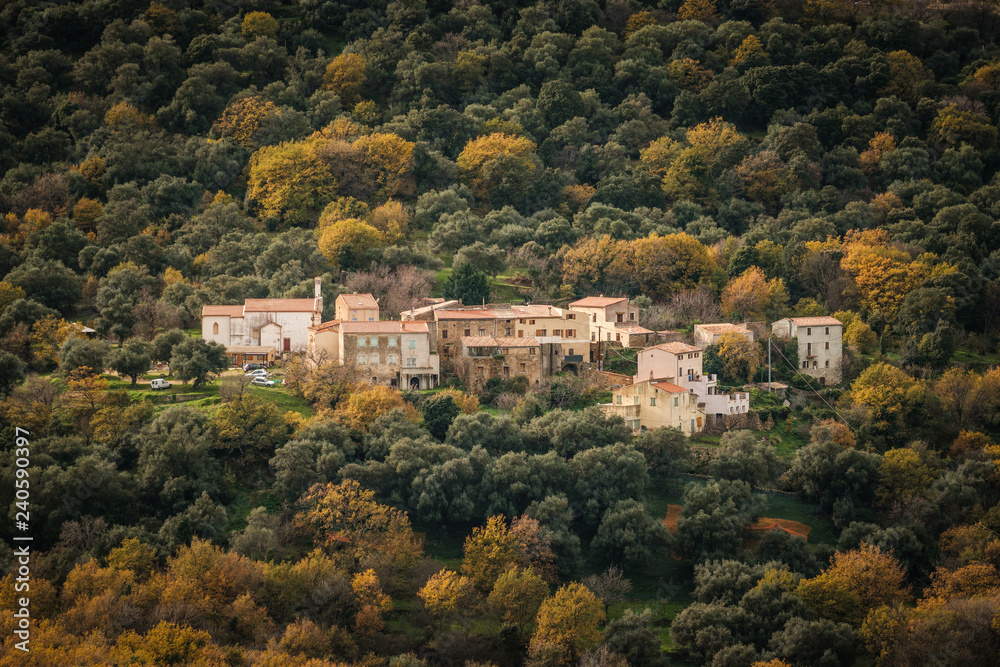 Ancient mountain village of Poggiali in Corsica Ancient mountain village of Poggiali in Corsica