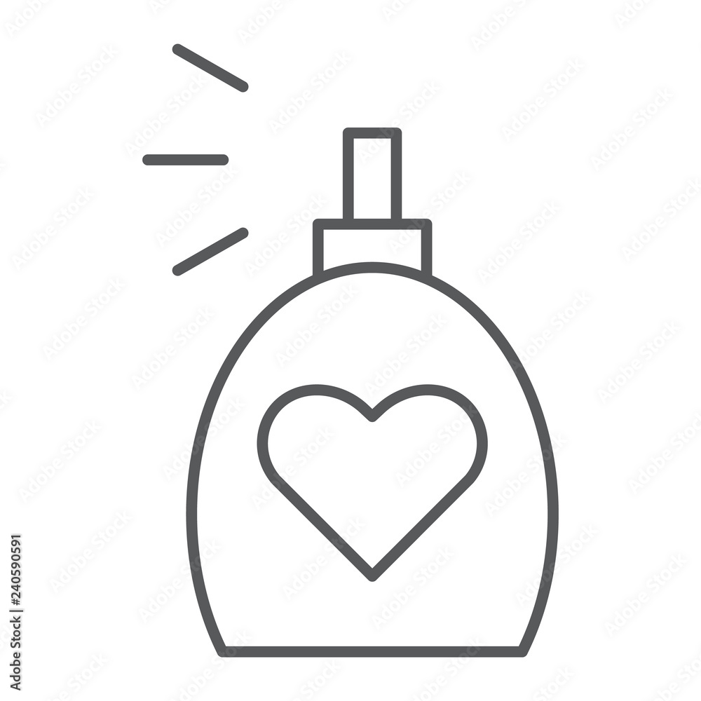 Fragrance thin line icon, aroma and love, perfume sign, vector graphics, a linear pattern on a white background. Fragrance thin line icon, aroma and love, perfume sign, vector graphics, a linear pattern on a white background.