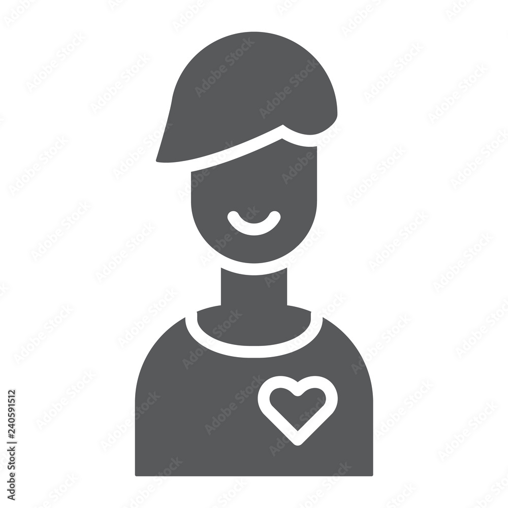 Boyfriend glyph icon, male and romance, boy sign, vector graphics, a solid pattern on a white background.