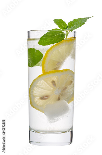 Cold fresh lemonade. Isolated on white background