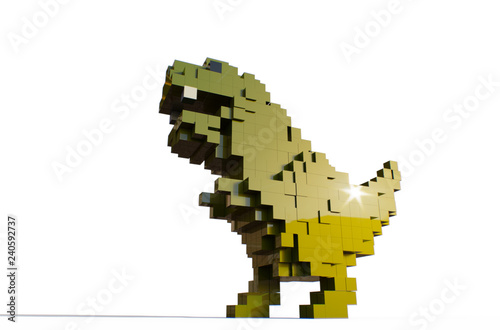 3d Illustraion of T-Rex green dinosaur on white background. 
