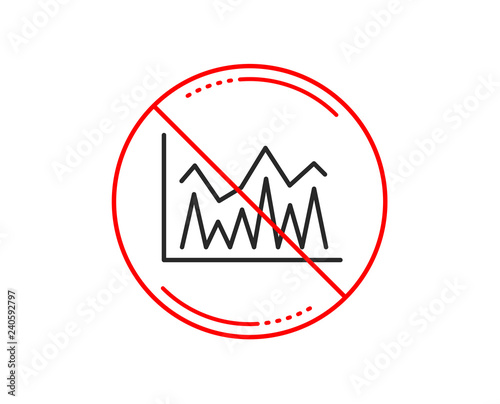 No or stop sign. Line chart icon. Financial growth graph sign. Stock exchange symbol. Caution prohibited ban stop symbol. No  icon design.  Vector