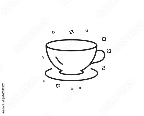 Tea cup line icon. Coffee drink sign. Fresh beverage symbol. Geometric shapes. Random cross elements. Linear Espresso icon design. Vector