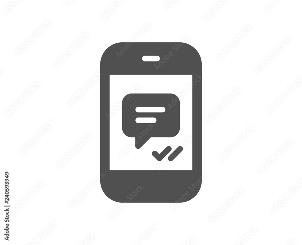 Phone Message icon. Mobile chat sign. Conversation or SMS symbol. Quality design element. Classic style icon. Vector Phone Message icon. Mobile chat sign. Conversation or SMS symbol. Quality design element. Classic style icon. Vector