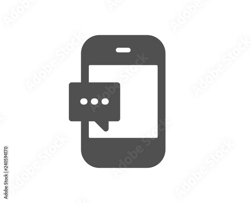 Smartphone Message icon. Cellphone or Phone messenger sign. Ð¡ommunication Mobile device with Chat symbol. Quality design element. Classic style icon. Vector