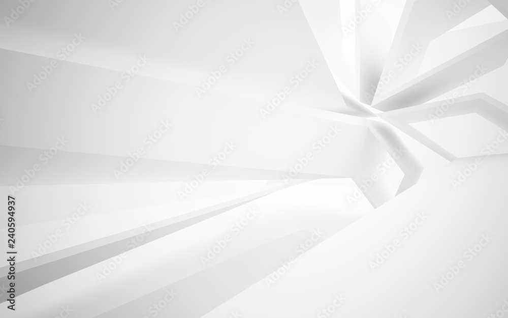 Abstract white interior of the future. 3D illustration and rendering