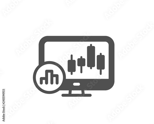 Candlestick chart icon. Analytics graph sign. Market analytics symbol. Quality design element. Classic style icon. Vector