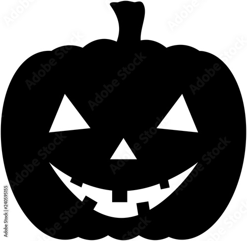 Carved pumpkin icon silhouette. Halloween vector illustration.