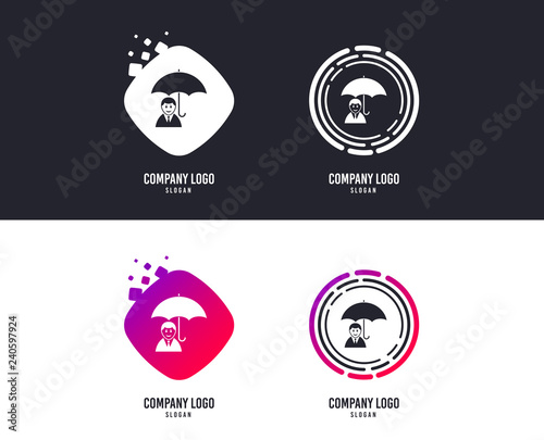 Logotype concept. Human insurance sign icon. Man Person symbol. Logo design. Colorful buttons with icons. Vector