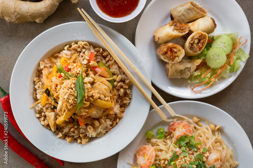 Delicious Asian food, for deliver at home, dinner with family and friends