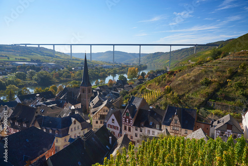 Germany, Rhineland-Palatinate, Bernkastel-Wittlich, Zeltingen-Rachtig, Uerzig, Moselle river, High Moselle Bridge photo