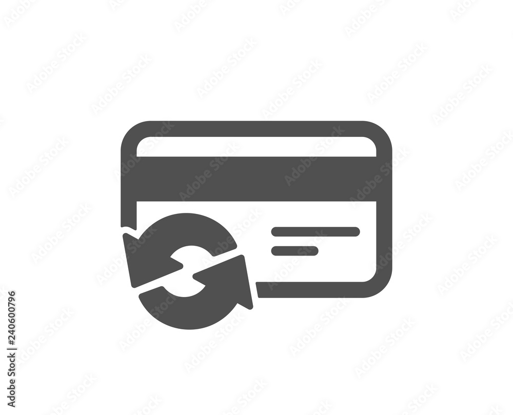 Change credit card icon. Payment method sign. Quality design element. Classic style icon. Vector Change credit card icon. Payment method sign. Quality design element. Classic style icon. Vector