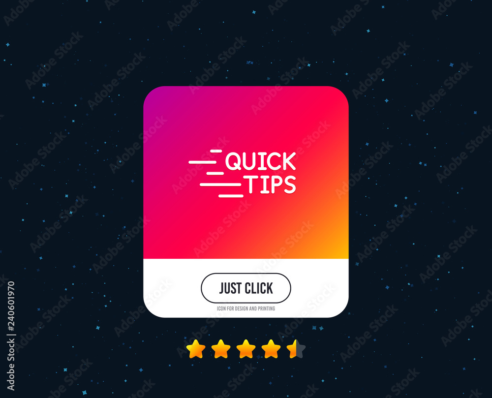 Quick tips line icon. Helpful tricks sign. Tutorials symbol. Web or internet line icon design. Rating stars. Just click button. Vector Quick tips line icon. Helpful tricks sign. Tutorials symbol. Web or internet line icon design. Rating stars. Just click button. Vector