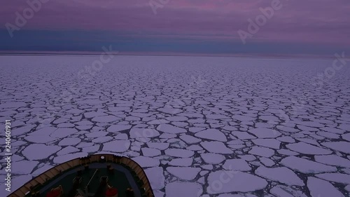 Travel on the icebreaker in the ice, Antarctica photo