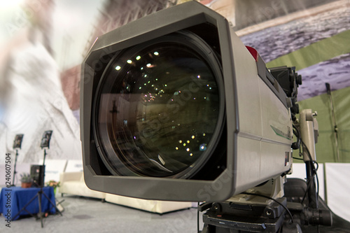 close-up television camera at sports competitions, TV broadcasting. photo