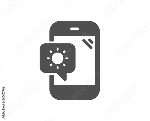 Weather phone icon. Travel device sign. Holidays symbol. Quality design element. Classic style icon. Vector