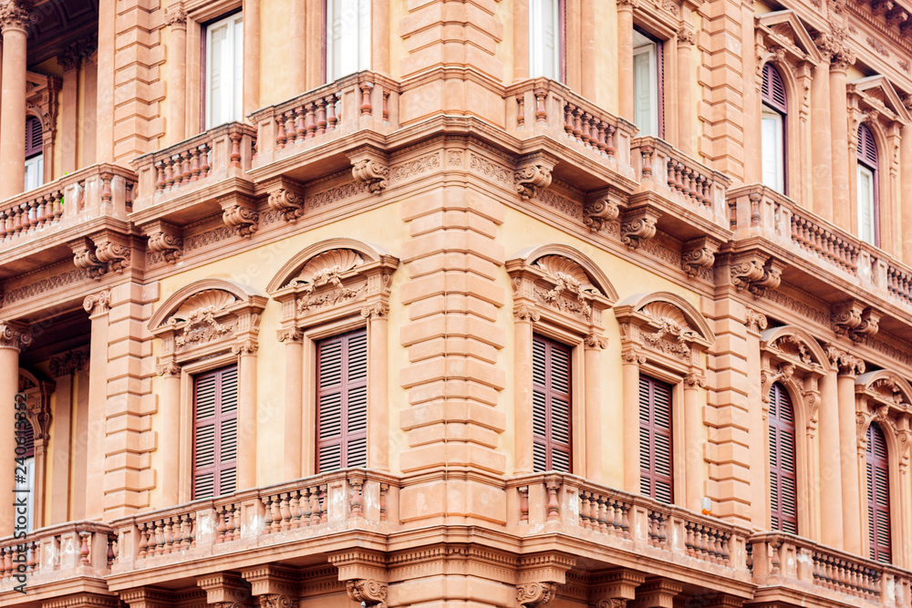 Naklejka premium Travel to Italy - historical street of Catania, Sicily, facade of ancient buildings.