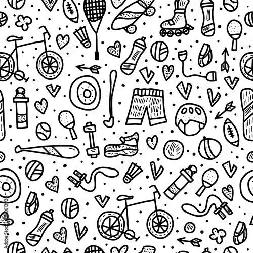 Sport seamless pattern. Vector illustration.
