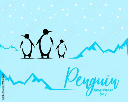 Penguin awareness day vector illustration