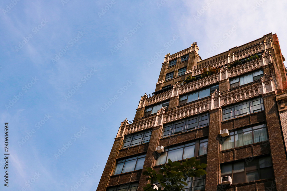 NEW YORK, USA - August 31, 2018: Beautiful house in New York on a sunny day.