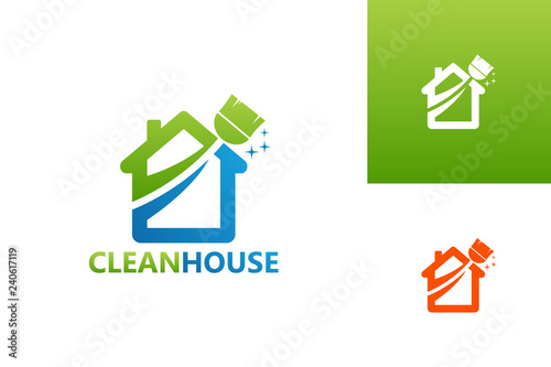 Clean House Logo Template Design Vector, Emblem, Design Concept, Creative Symbol, Icon