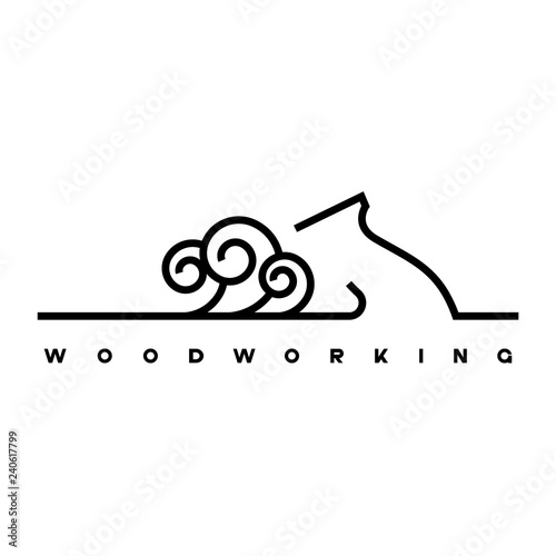  an illustration consisting of an image of a planer plowing a tree and the inscription "woodworking"