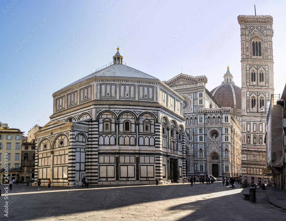 Panoramic view of the Duomo and the Baptistery of Florence