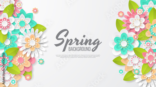 Spring background with beautiful colorful flower. Can be used for template, banners, wallpaper, flyers, invitation, posters, brochure, voucher discount. Vector illustration