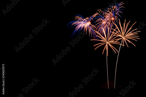 Real Fireworks  long exposure  cropped and close up with copy space