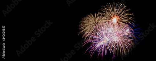 Real Fireworks, long exposure, cropped and close up with copy space