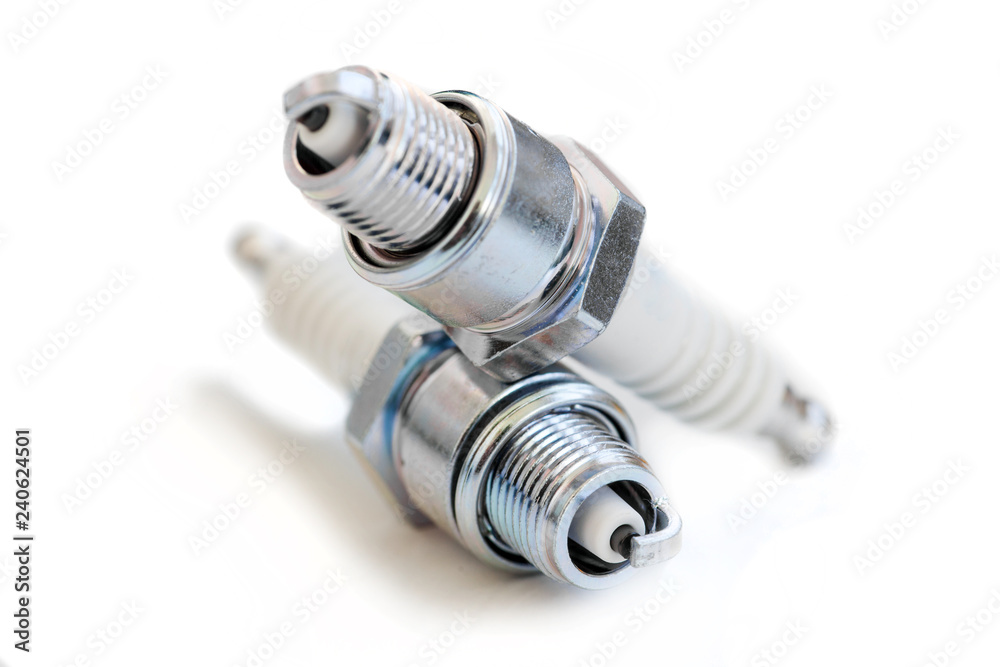 Two spark plugs on white Two spark plugs on white