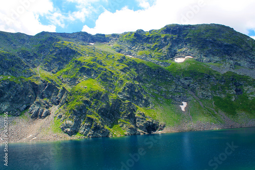 nature seven rila lakes attraction close panoramic view spring season summer background