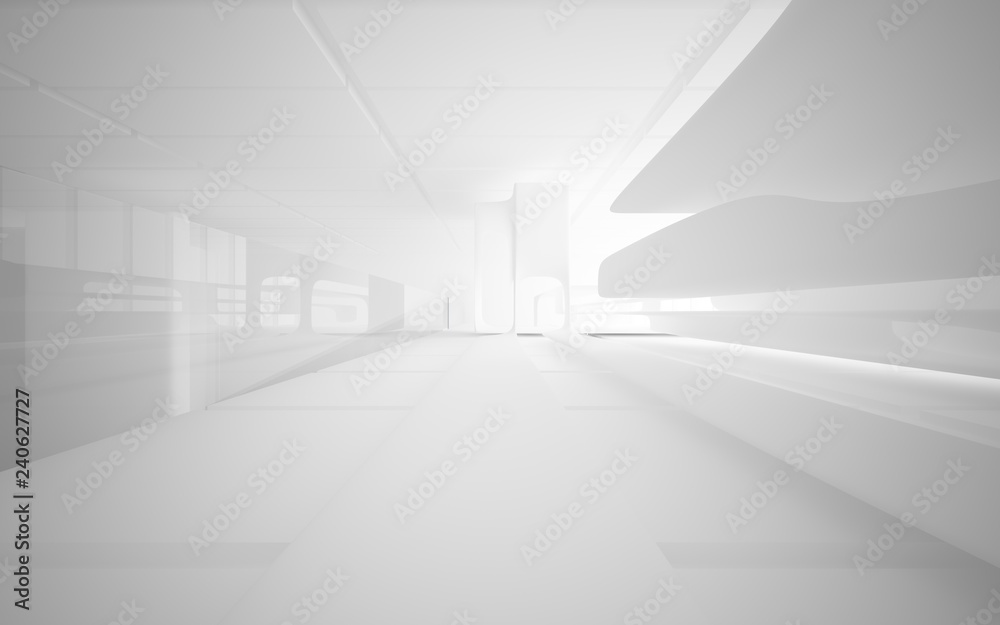 White smooth abstract architectural background. 3D illustration and rendering