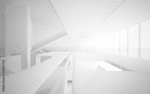 White smooth abstract architectural background. 3D illustration and rendering