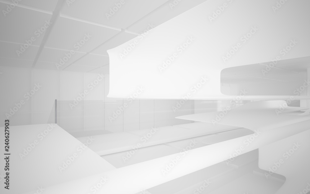 Fototapeta premium Białe gładkie streszczenie tło architektoniczne. Ilustracja i renderowanie 3D
