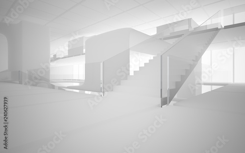 White smooth abstract architectural background. 3D illustration and rendering